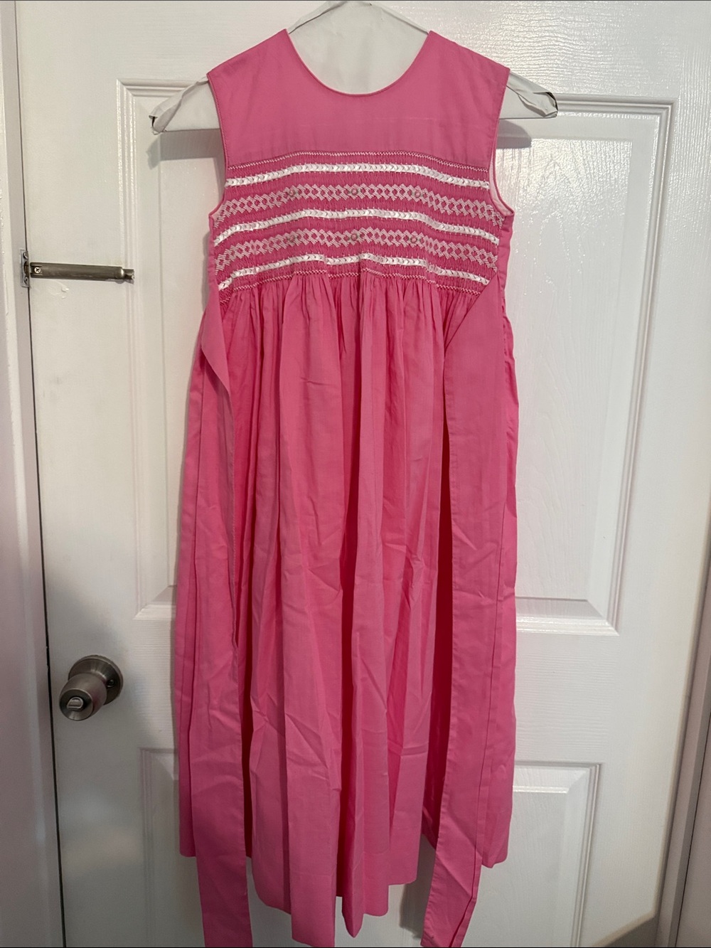 Strasburg Hot Pink Smocked Sleeveless Party Dress